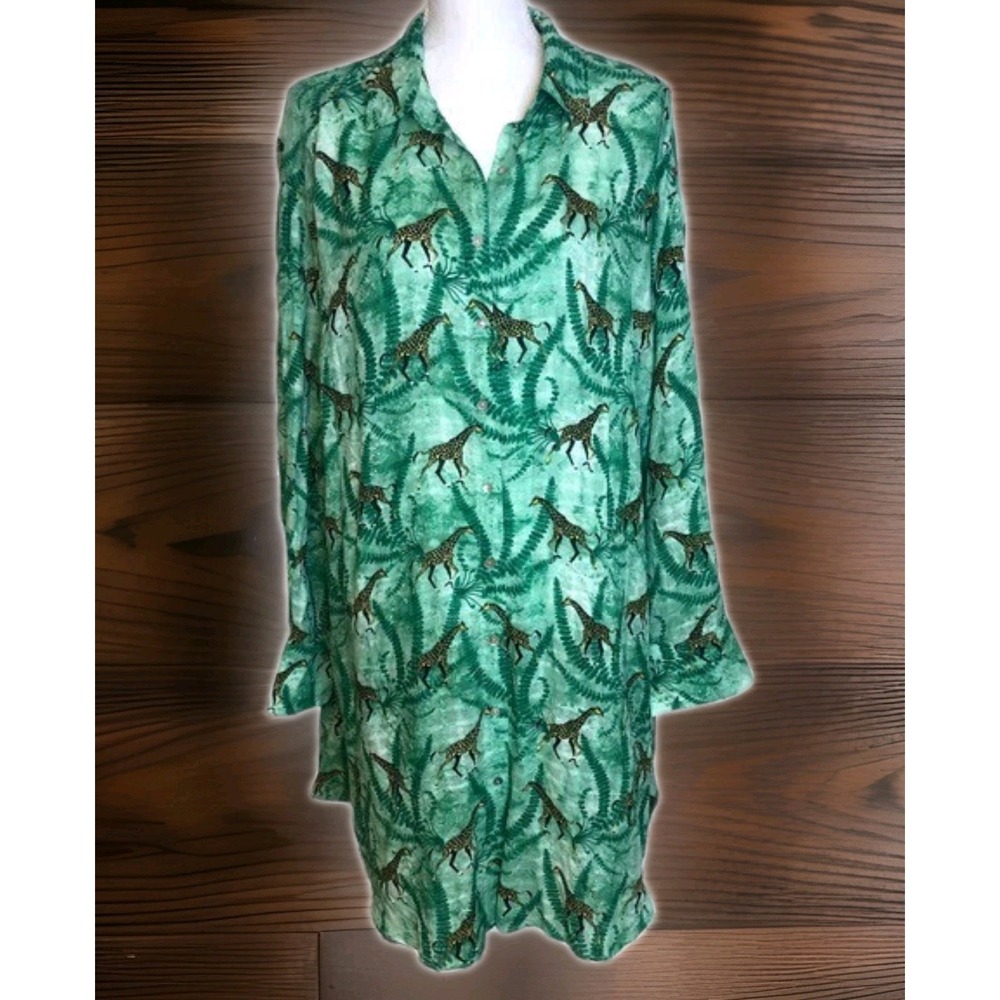 3‎ FOR $25 Jane + Delancey Green Giraffe Tunic Top Dress Safari Resortwear XL